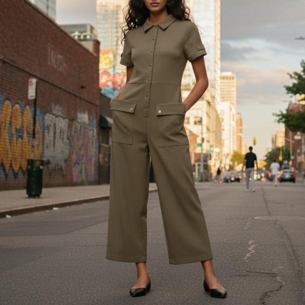 NWOT PIXIE MARKET Snap Wide Legs Crop Jumpsuit